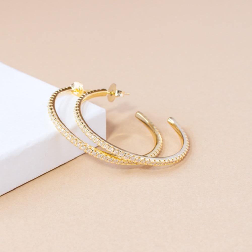 Sienna Gold Pave Hoop Earring - Taylor Adorn