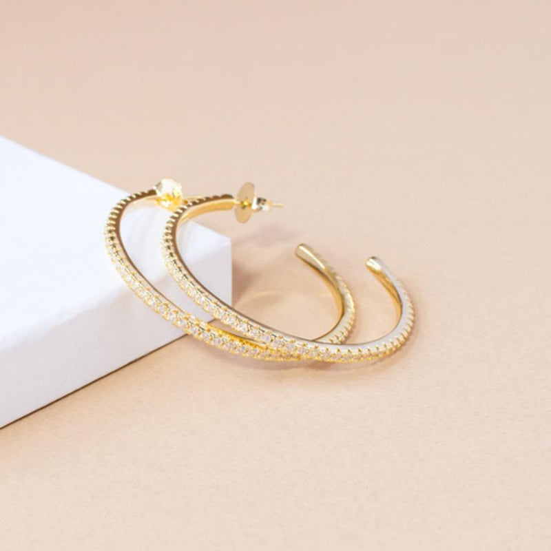 Sienna Gold Pave Hoop Earring - Taylor Adorn